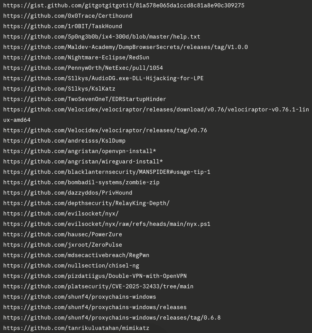GitHub tool references extracted from the corpus by Olivier Ferrand