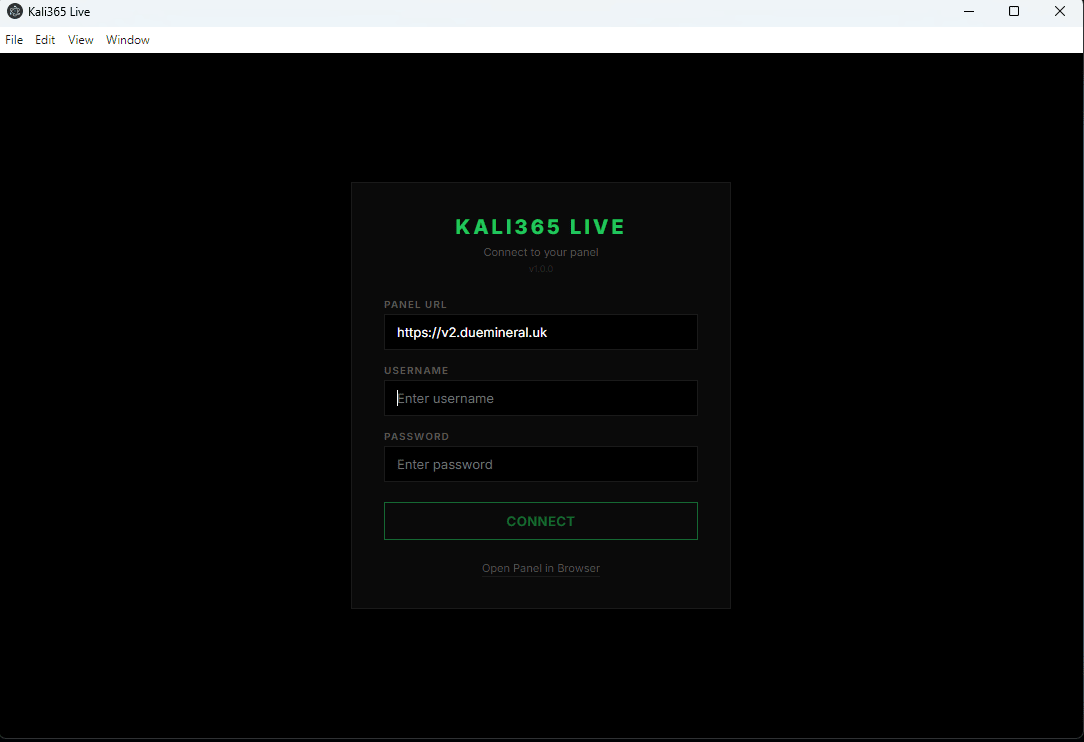 Kali365 Live operator client UI