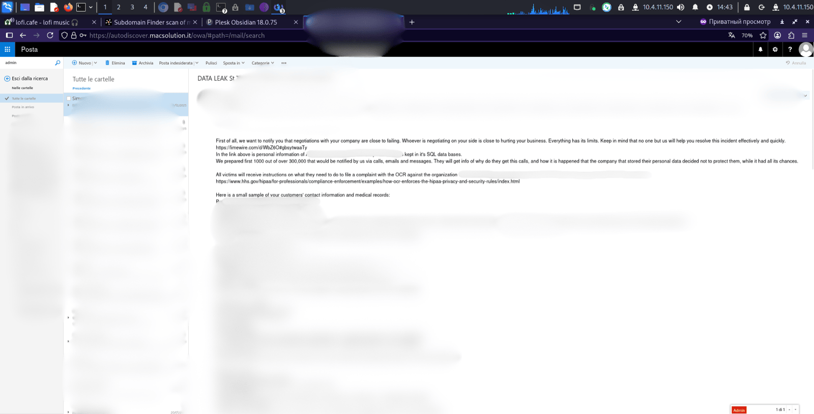 Screenshot of ransomware leak site with proof of life from a victim in the healthcare sector