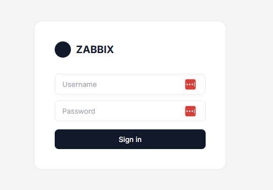 Zabbix-themed login panel shared across stronger C2 candidates, used as an infrastructure clustering artefact