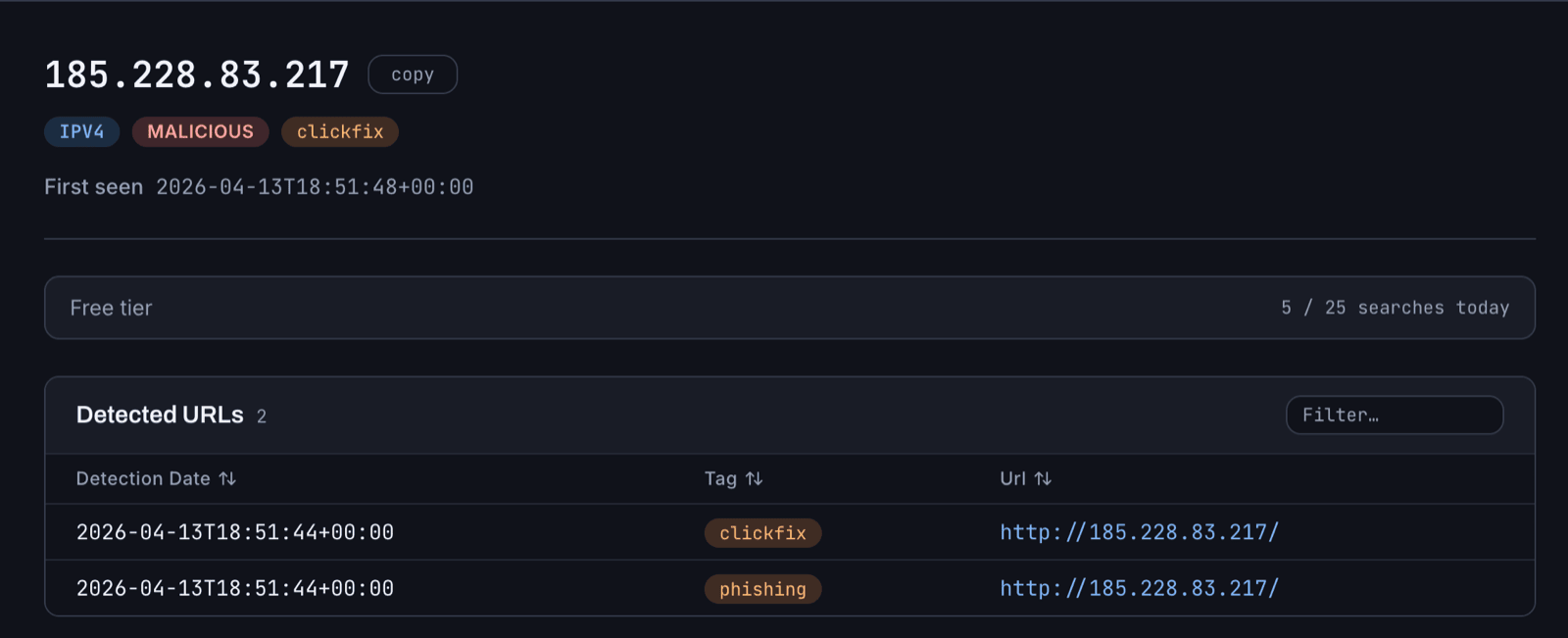 PrecisionSec search results for 185.228.83[.]217